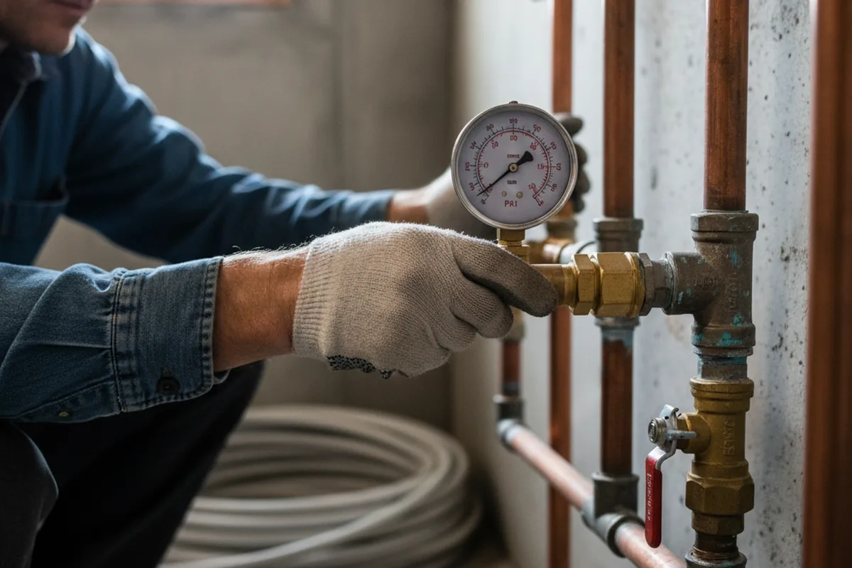 Pressure testing a repaired line during Water Line Repair in Moss